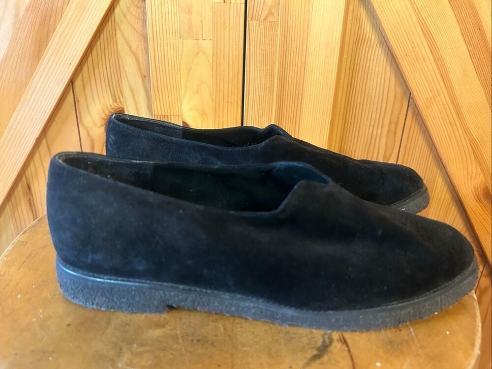 Stuart Weitzman Women's Black Suede Slip On Loafers Shoes Size 8